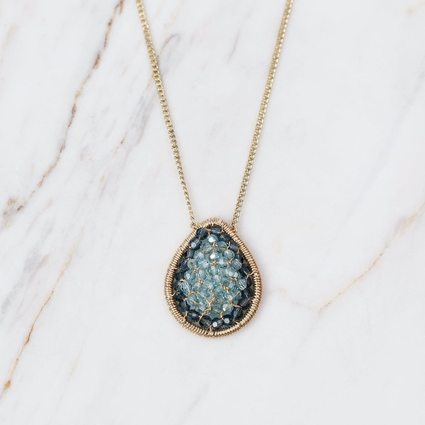 Small Indigo Mix Teardrop Necklace – Dandelion Jewelry