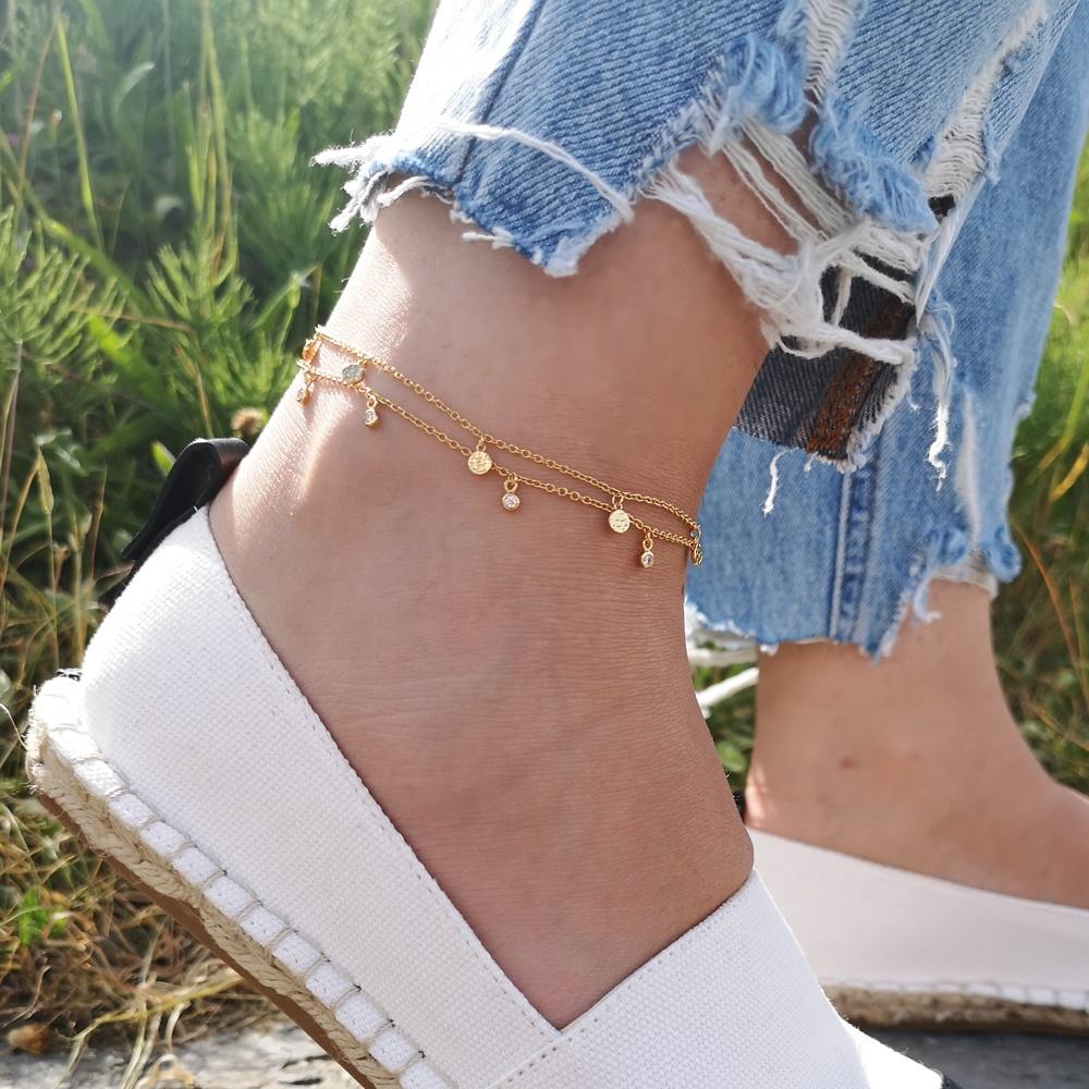 Anklet with Hammered Discs - 18k Gold Plated – Dandelion Jewelry