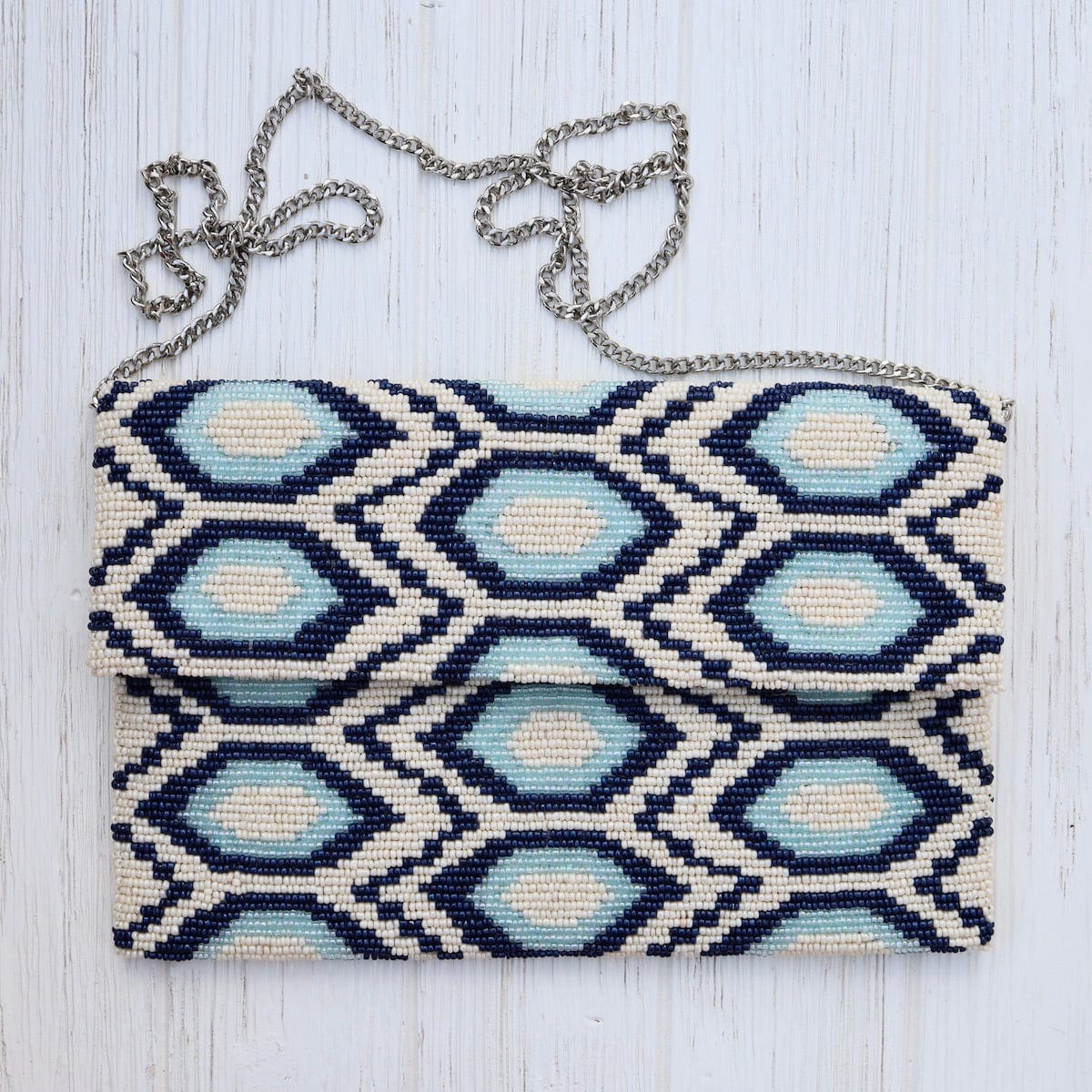 Navy blue and white clutch bag hotsell