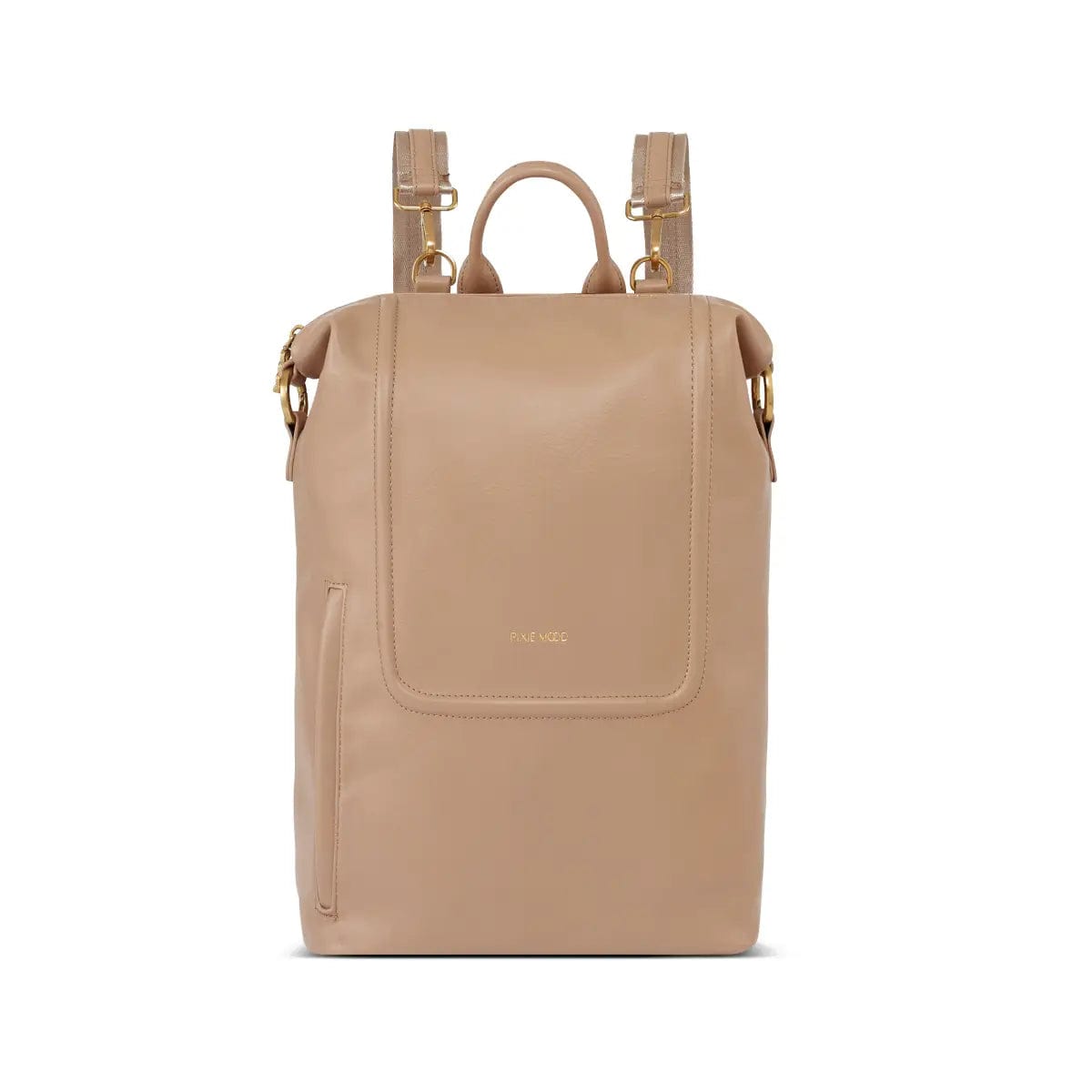 Pixie MOOD Tan Leather Backpack Purse Pixie Mood Serena Backpack in Black or Sand – Casual Camel  main image 4