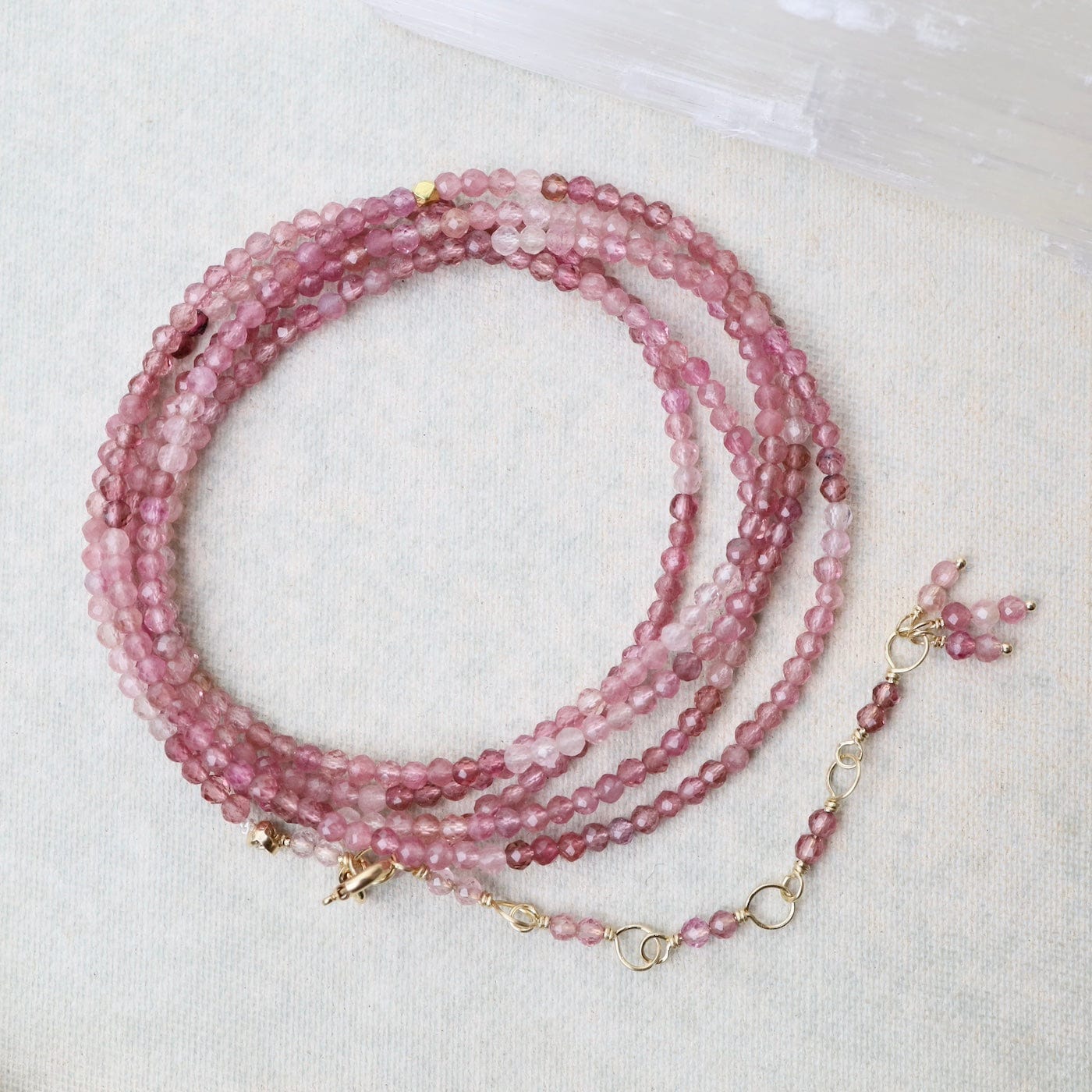 14k Pink Tourmaline Wrap Bracelet Necklace – Dandelion Jewelry - Main Image