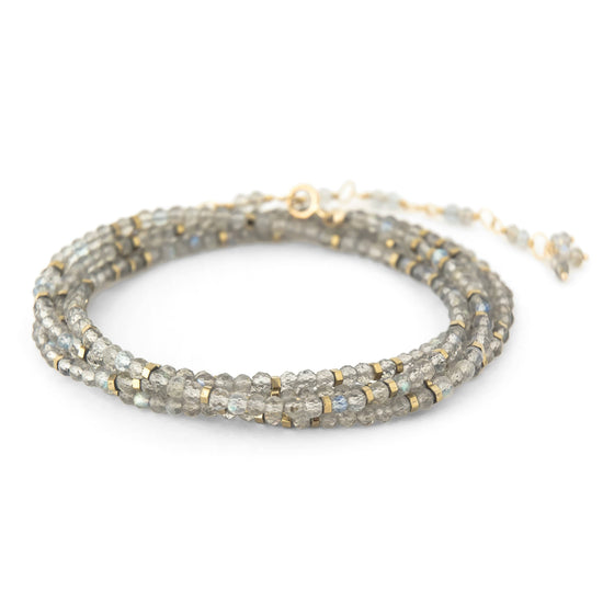 BRC-18K Labradorite Confetti Wrap Bracelet & Necklace
