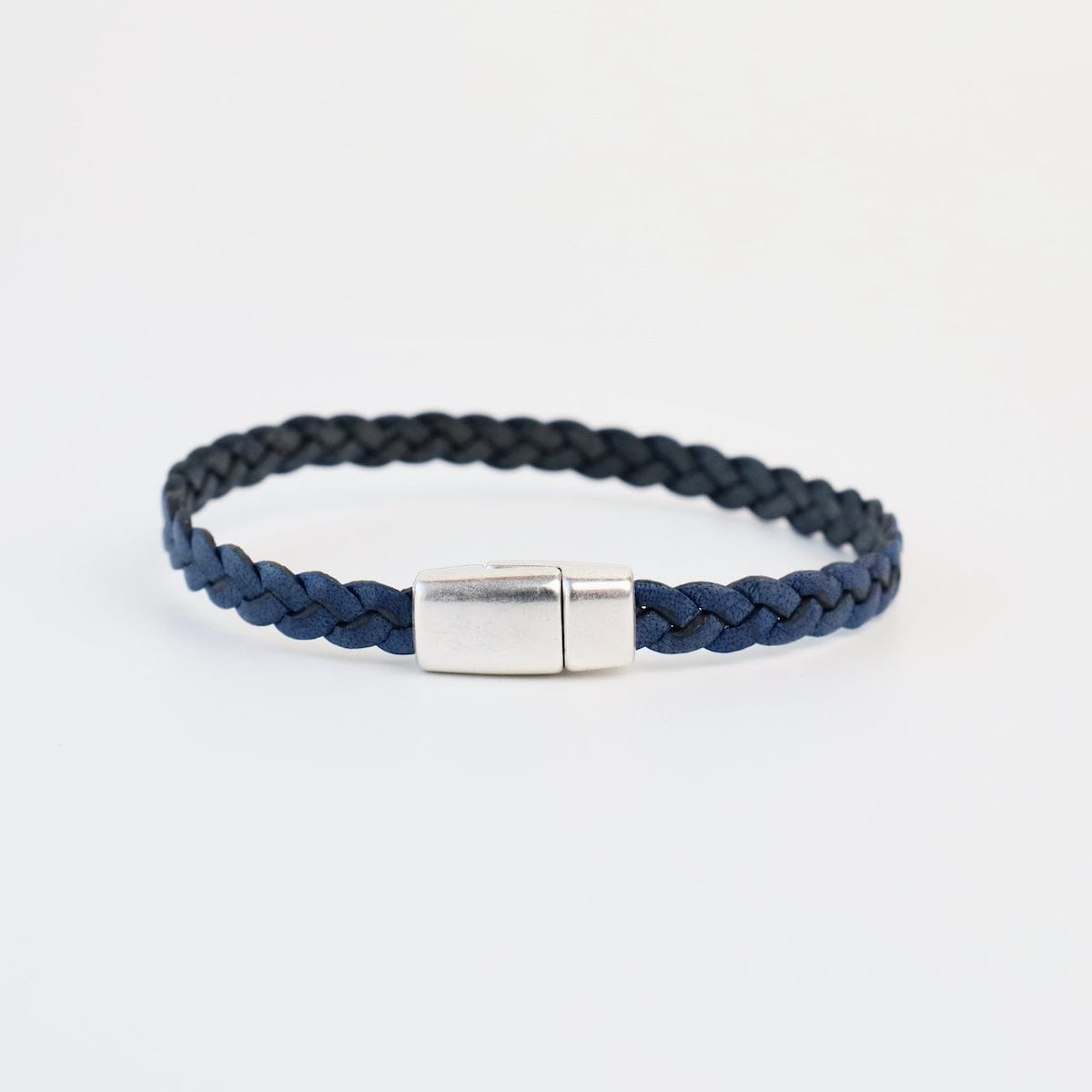 BRC Braided Blue Leather Bracelet - approx 7.5"