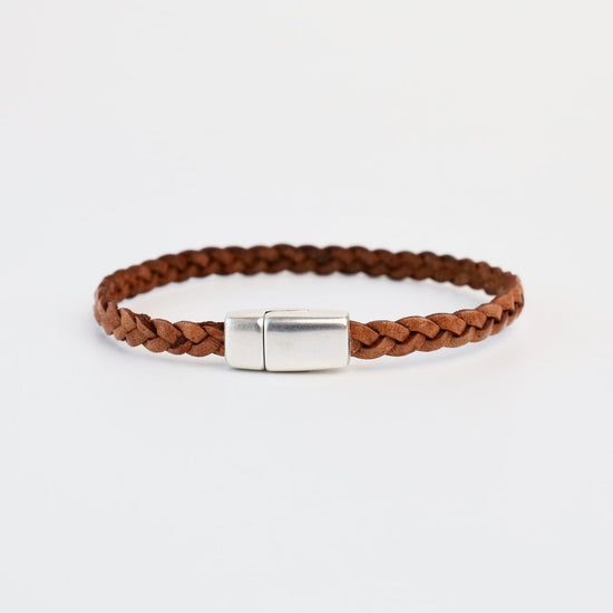 BRC Braided Tan Leather Bracelet - approx 7.5"