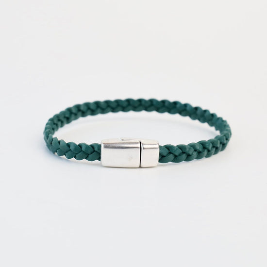 BRC Braided Turquoise Leather Bracelet - approx 7.5"