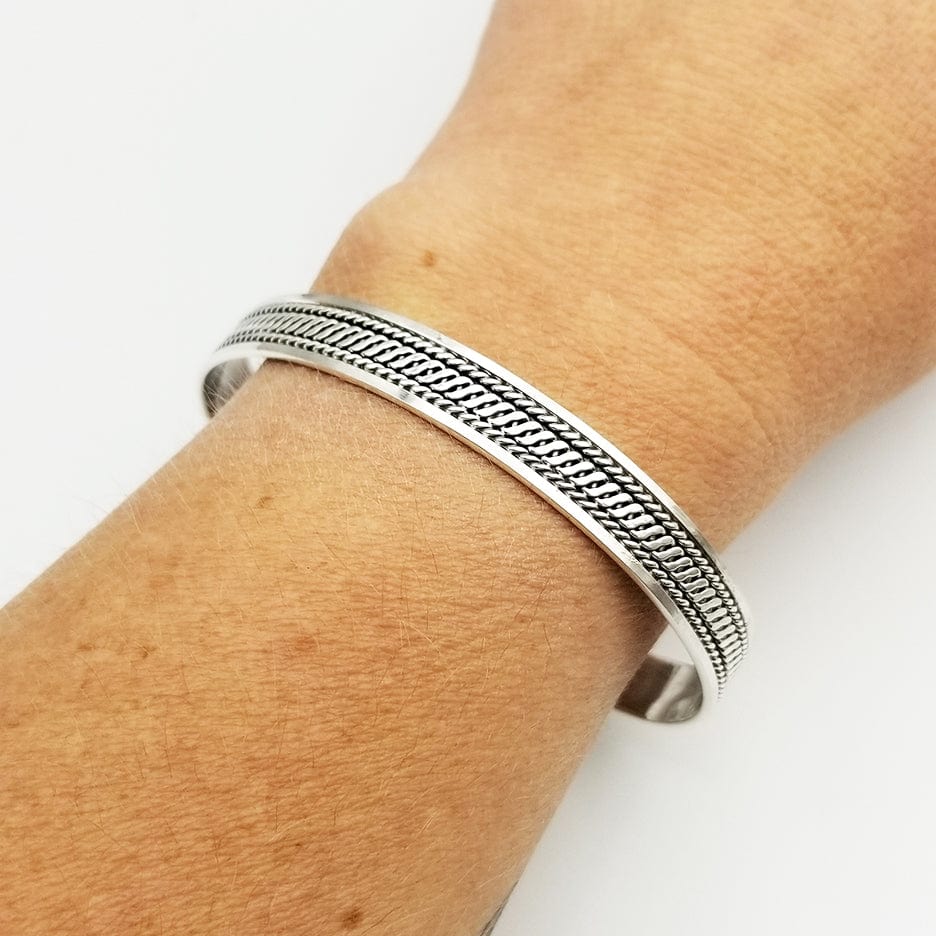 925 Sterling Silver Chlorite popular Cuff Bracel