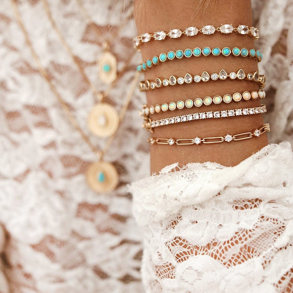 Fake Diamond Bracelet Tennis Necklace 18K White Gold Plated