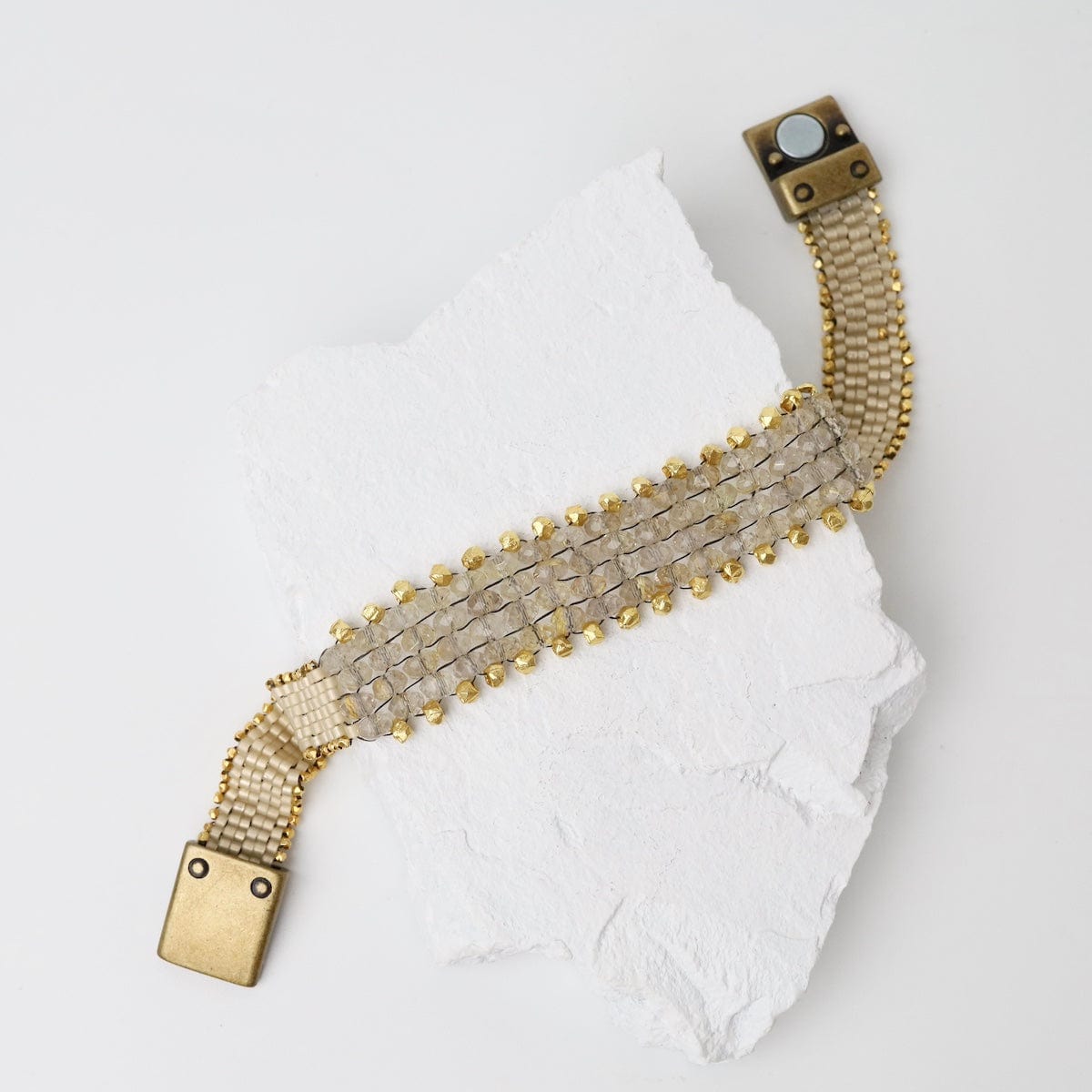 BRC-JM Hand Woven Soft Bracelet of Golden Rutilated quart