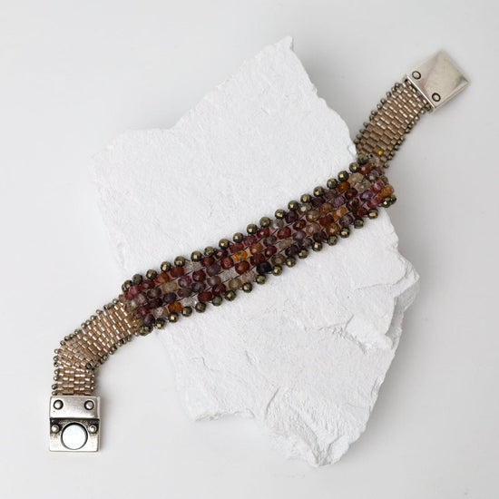 BRC-JM Hand Woven Soft Bracelet of Tundra Sapphire with p