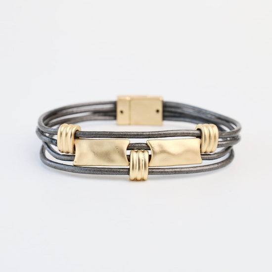 BRC-JM Matte Gold Dark Grey Rectangle Bracelet