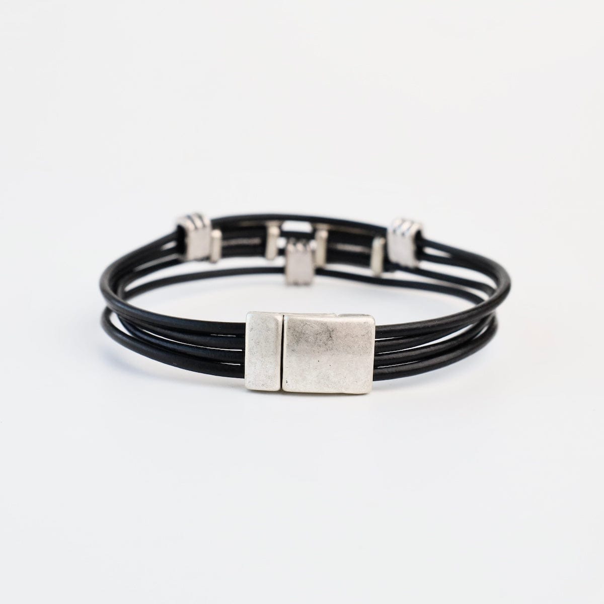 BRC-JM Matte Silver Black Rectangle Bracelet