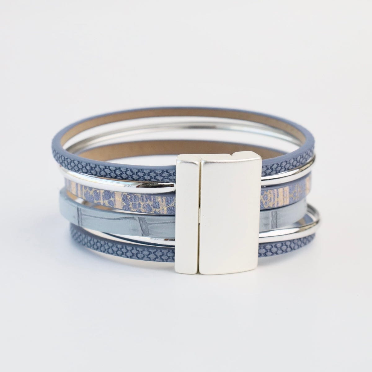 BRC-JM Matte Silver Blue Print Bracelet
