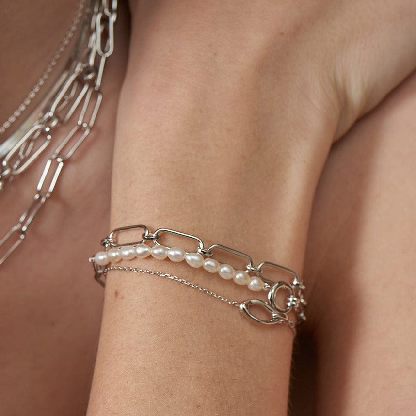 BRC Silver Cable Connect Chunky Chain Bracelet