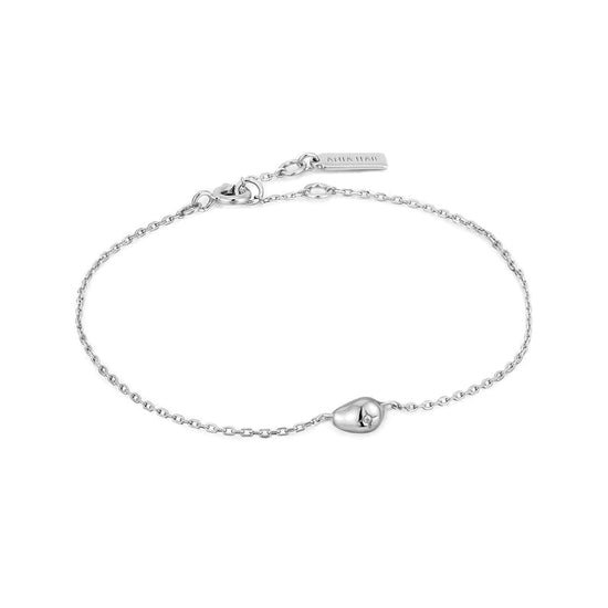 BRC Silver Pebble Sparkle Chain Bracelet