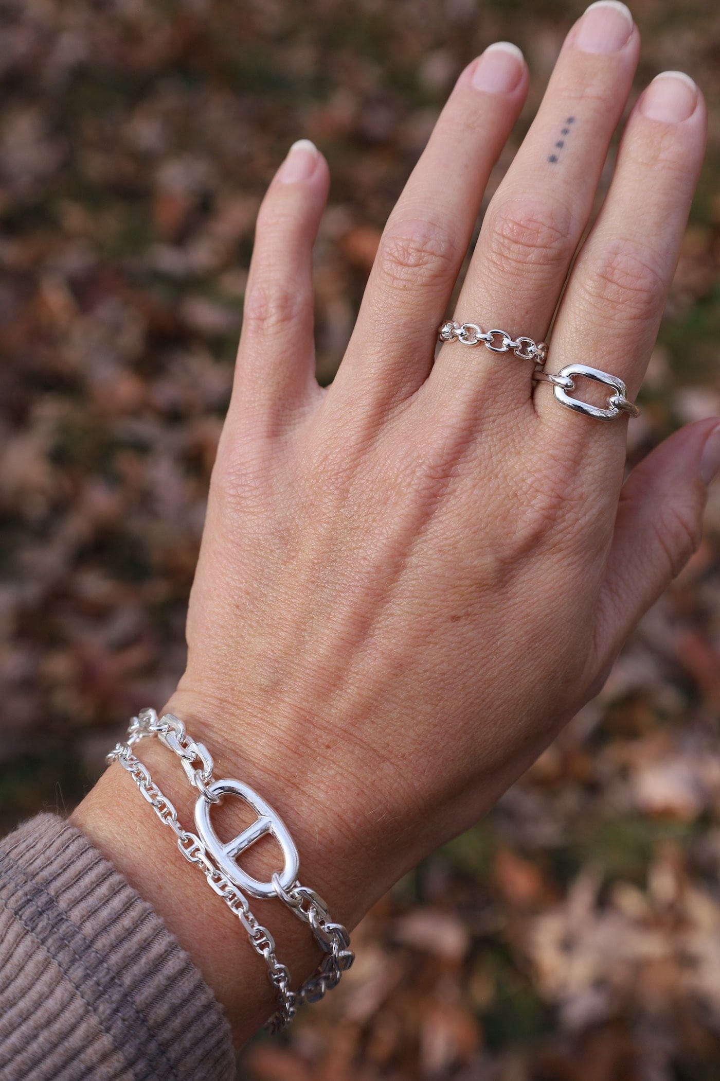 Sterling Silver Double Chain with Anchor Link Bracelet – Dandelion 