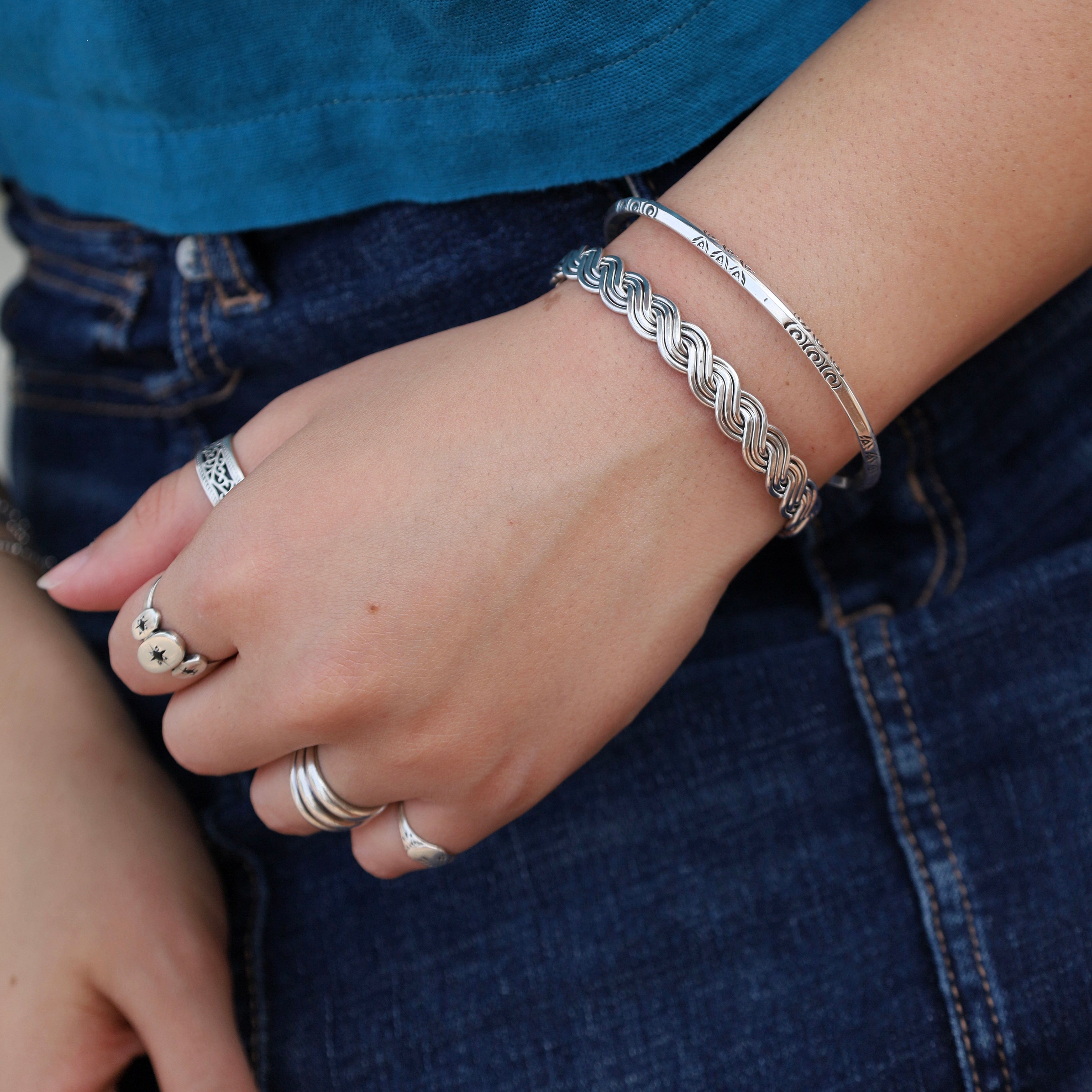 Sterling Silver Flat 3 Strand Twist Cuff Bracelet – Dandelion Jewelry