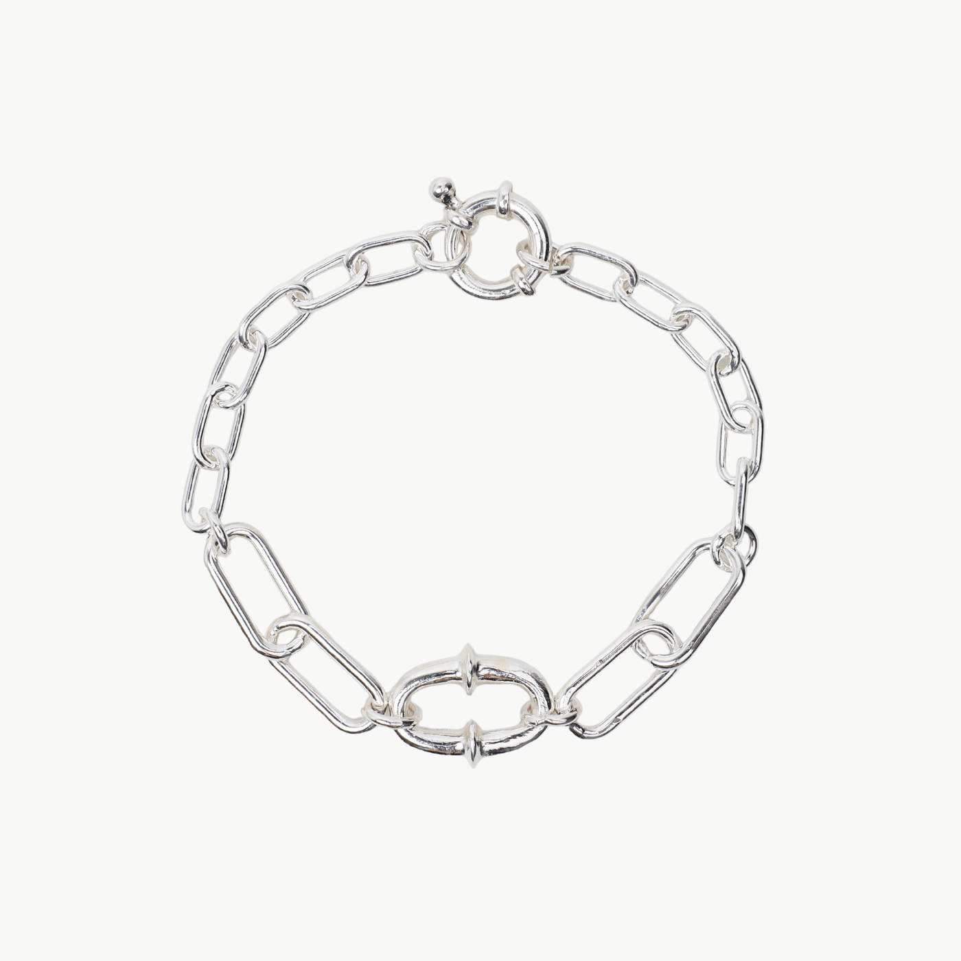 Sterling Silver Mid Weight Paperclip Chain with Oval Center Link