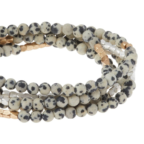 BRC Stone Wrap Bracelet & Necklace: Dalmatian Jasper - Stone of Joy