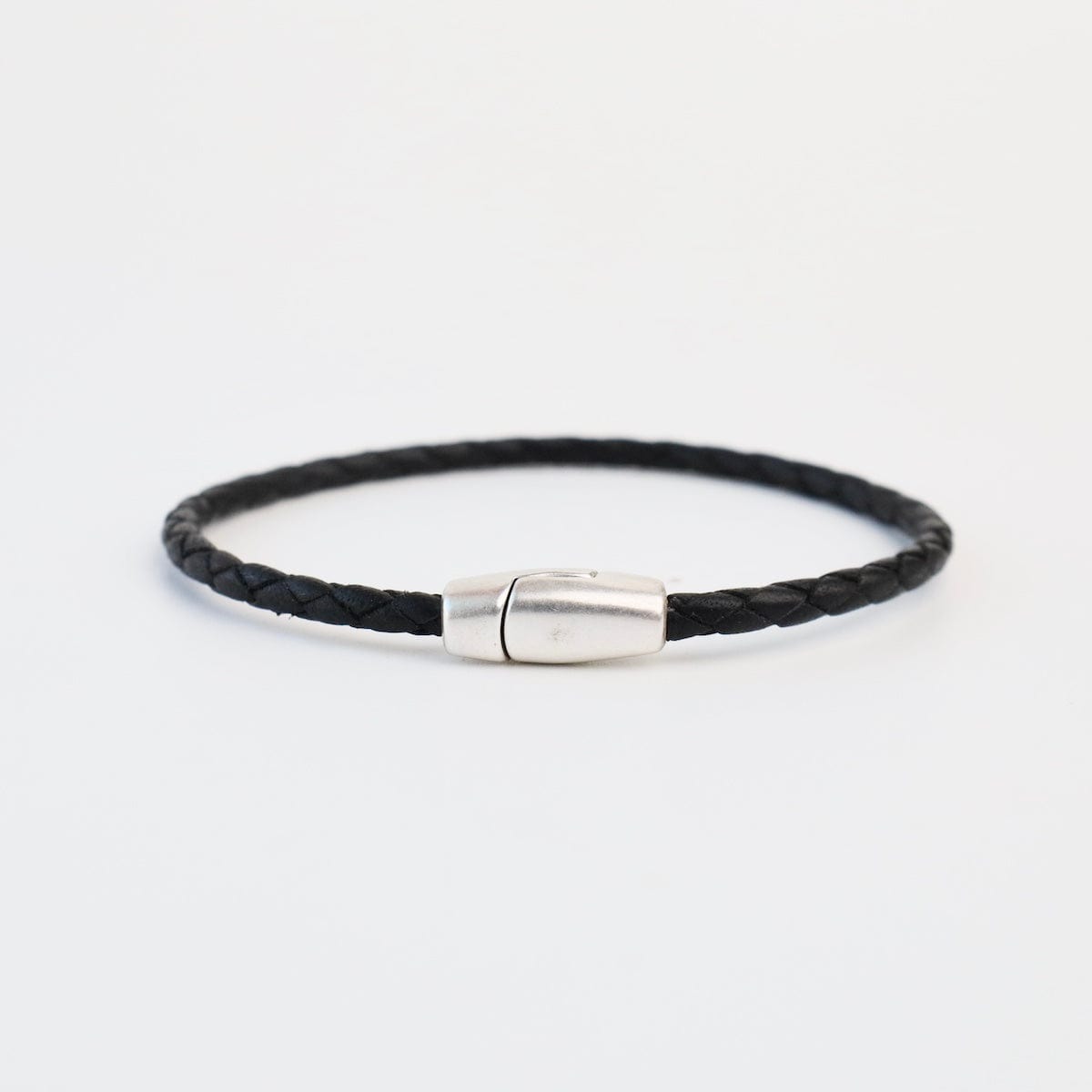 BRC Zoe Braided Black Leather Bracelet - approx 7.5"