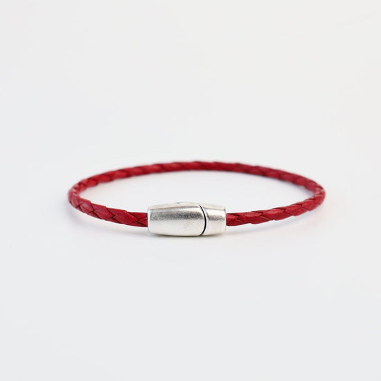 BRC Zoe Braided Red Leather Bracelet - approx 7.5"