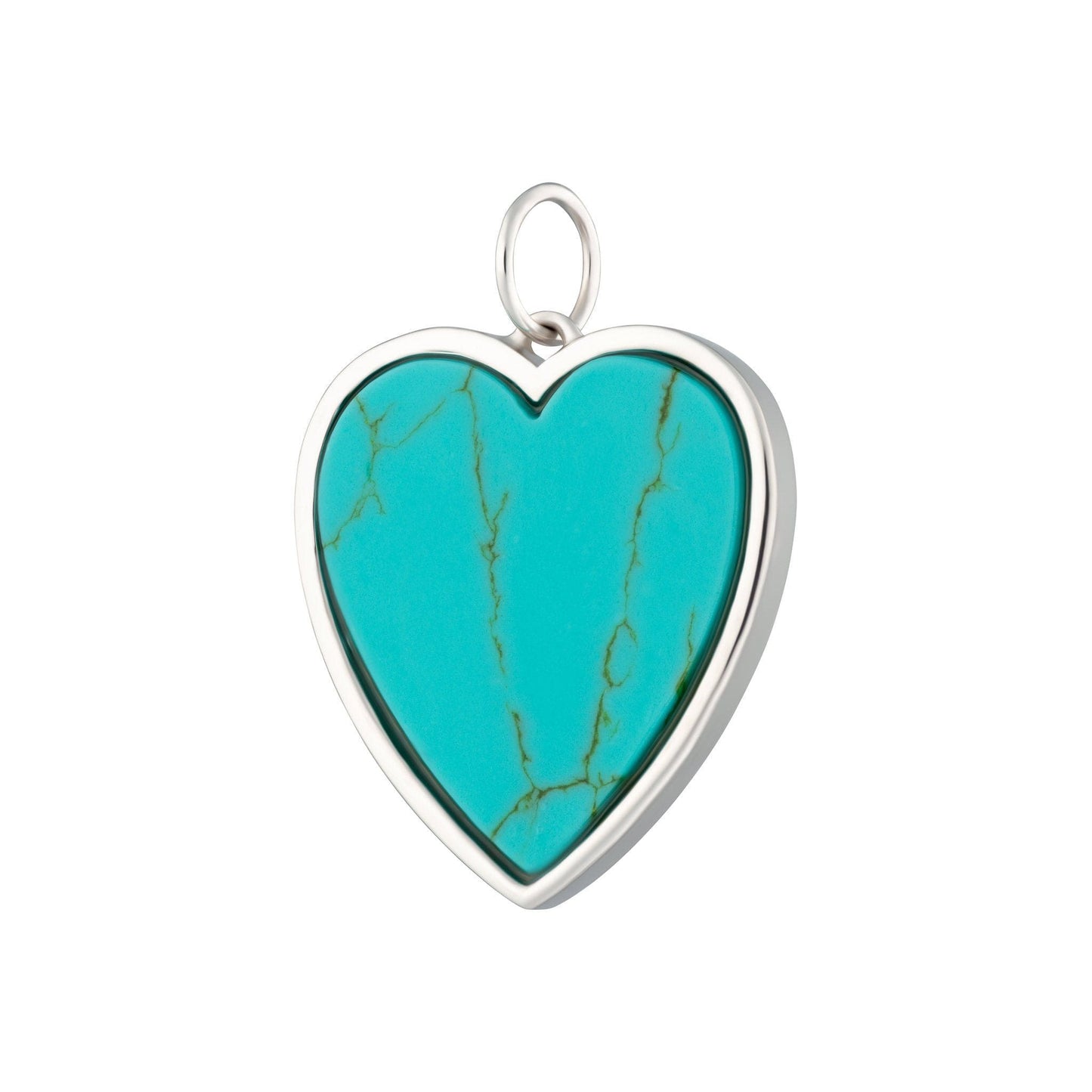 CHM Rhodium Plated Turquoise Heart Charm
