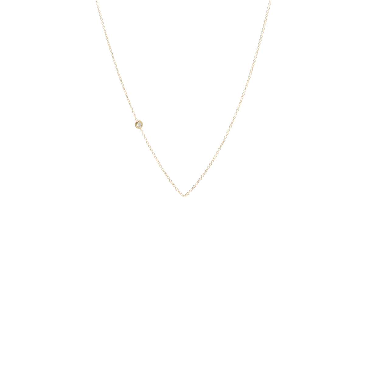 CHN-14K 14k Gold Chain with an Offset Floating 2mm White Diamond