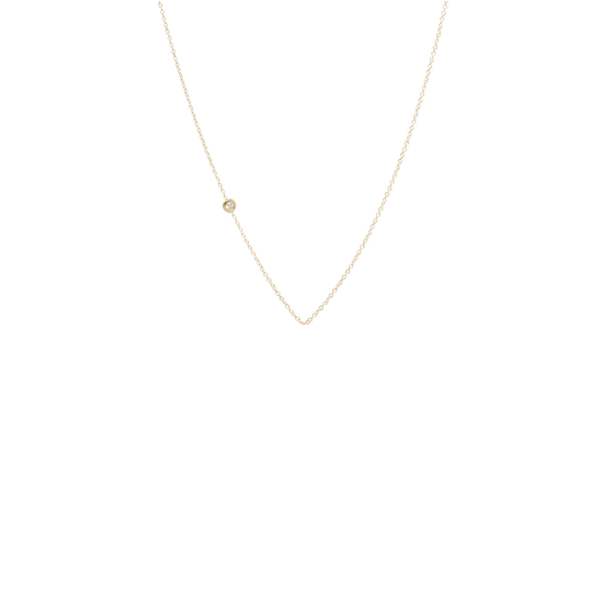 CHN-14K 14k Gold Chain with an Offset Floating 2mm White Diamond