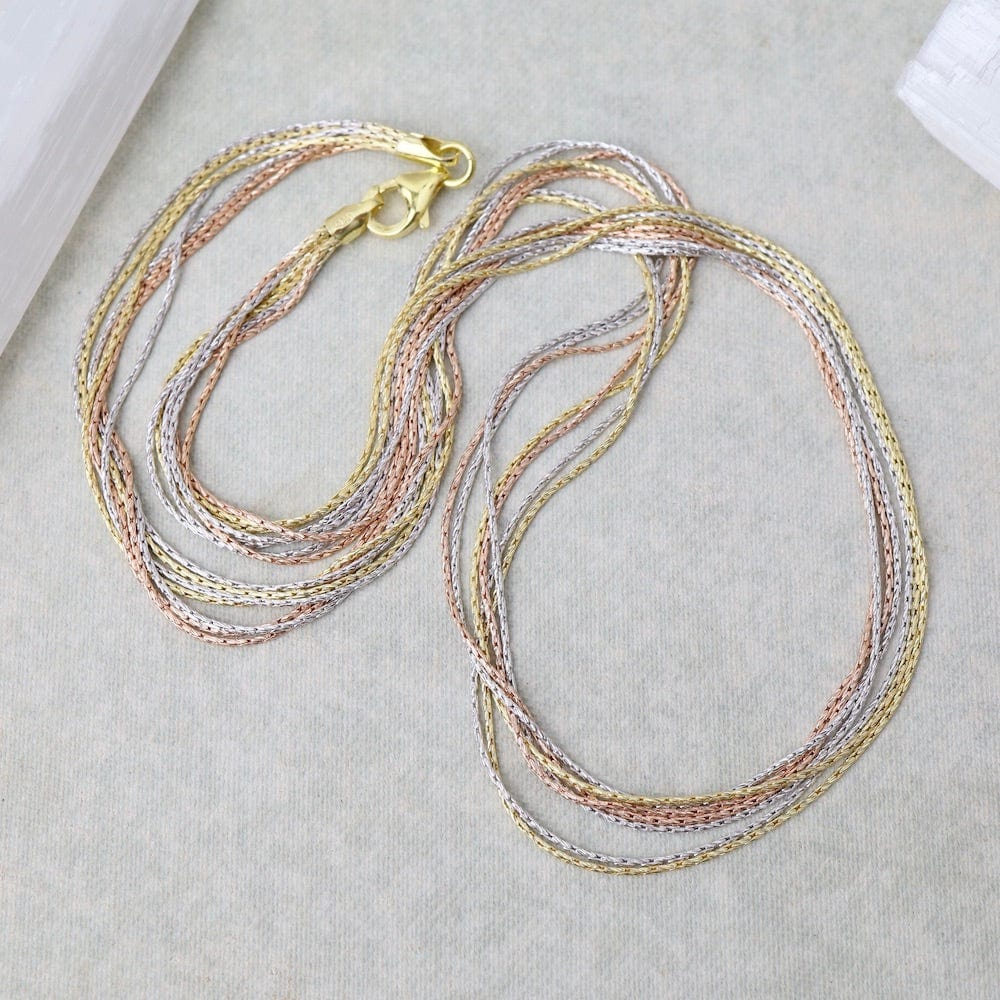 Tricolor 7 Strand Sparkle Necklace – Dandelion Jewelry