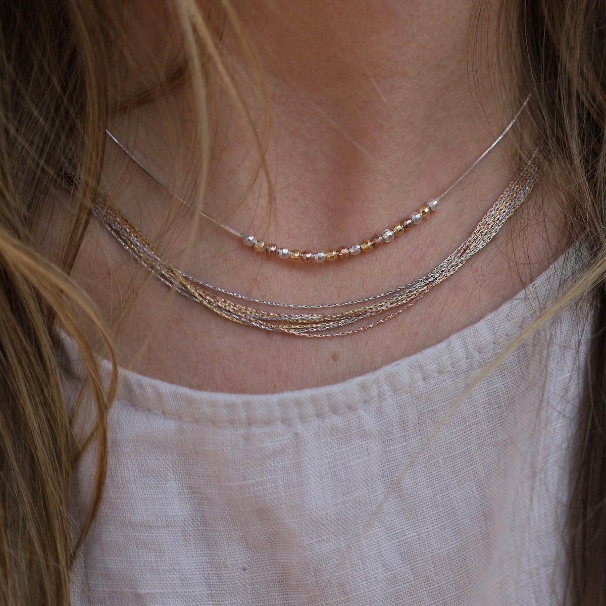 Tricolor 7 Strand Sparkle Necklace – Dandelion Jewelry