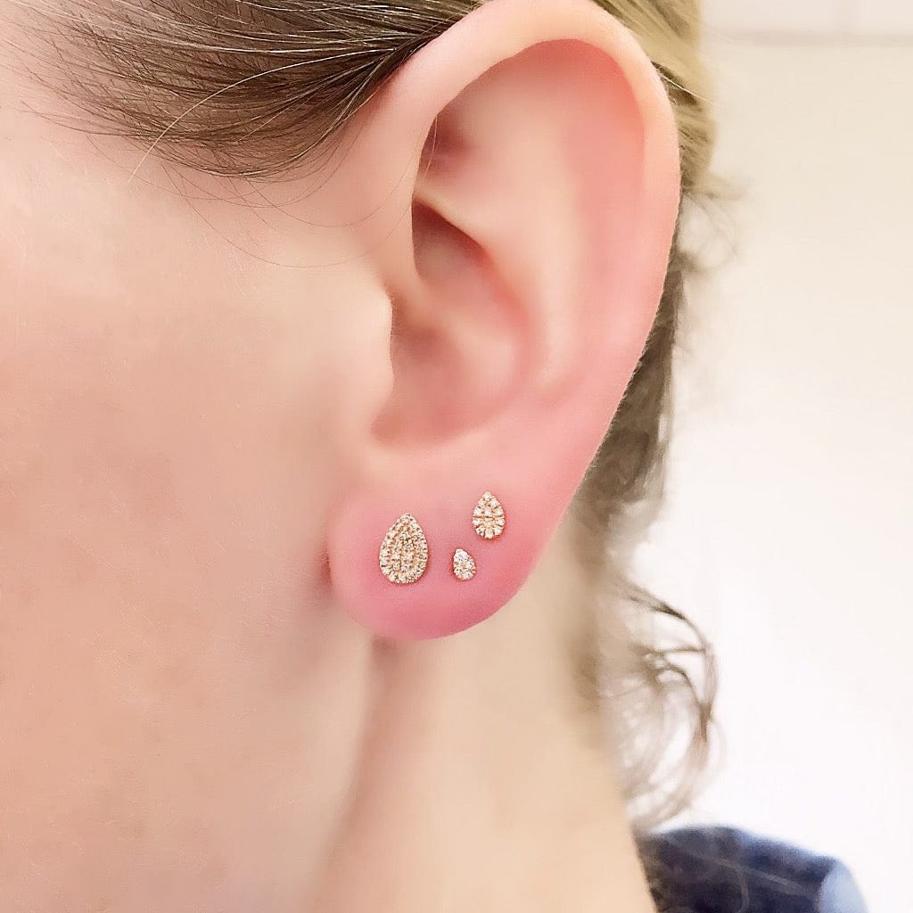 EAR-14K 14k Extra Petite Pear Shape Diamond Post Earrings
