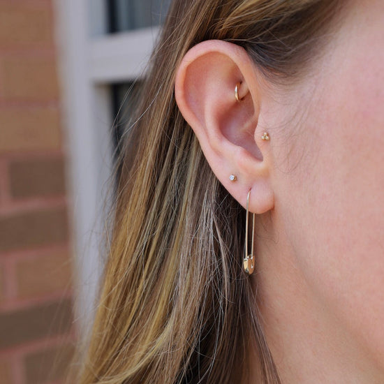 EAR-14K 14k Gold Safety Pin Threader Earring - Sold as a Single