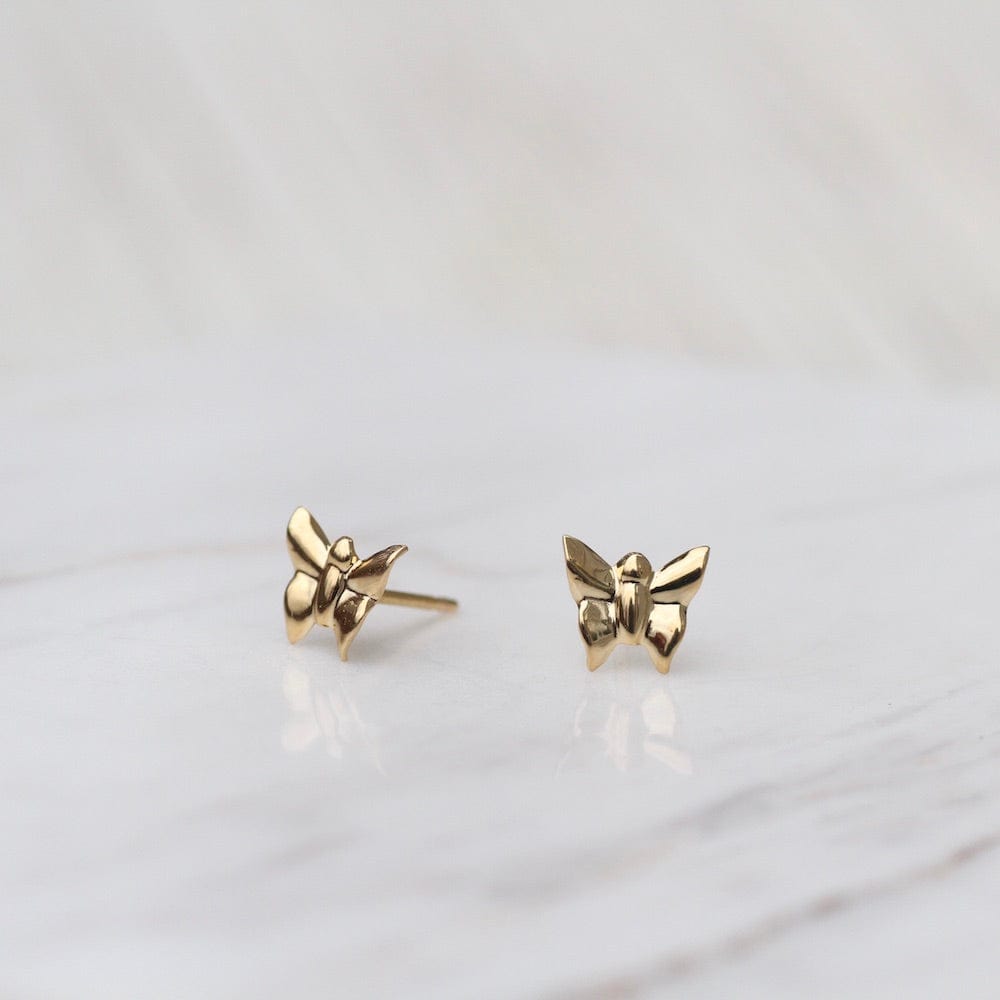 14k Gold Small Butterfly Post Earrings – Dandelion Jewelry