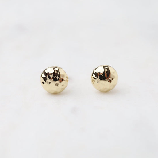 EAR-14K 14k Yellow Gold 8mm Hammered Ball Stud
