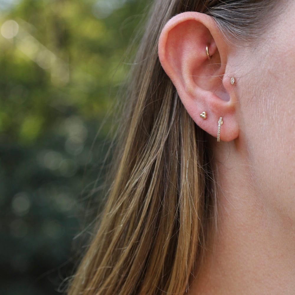 14k Yellow Gold Dainty Diamond Huggies – Dandelion Jewelry