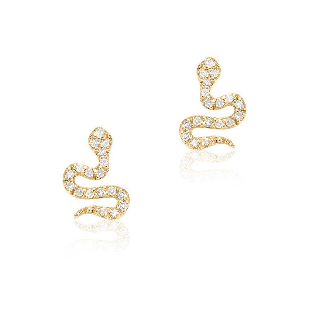 EAR-14K 14k Yellow Gold & Diamond Petite Snake Post Earrings