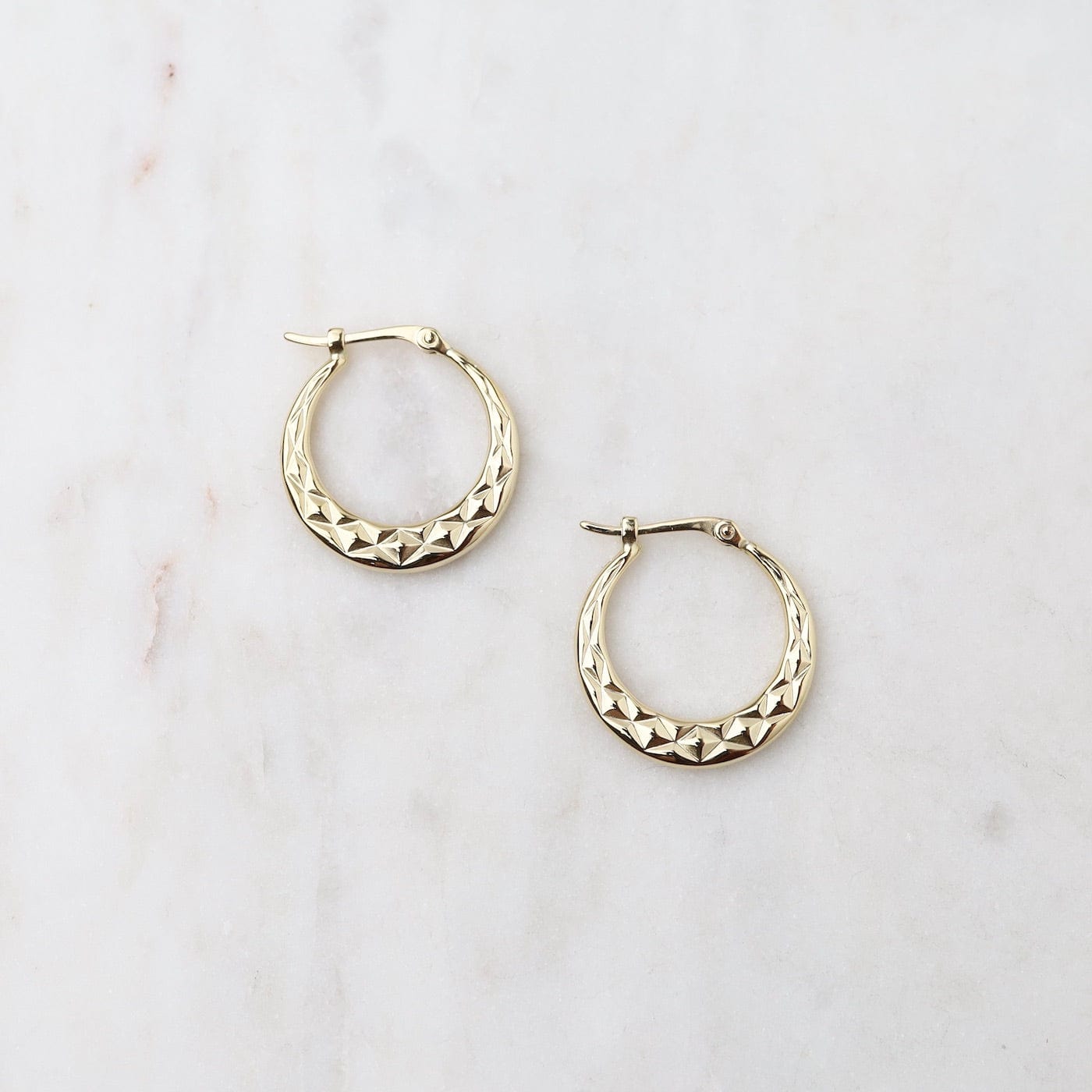 14k solid gold hot diamond cut small hoop earrings