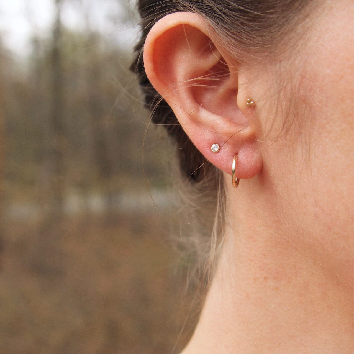 14k Yellow Gold Small Thin Huggies – Dandelion Jewelry