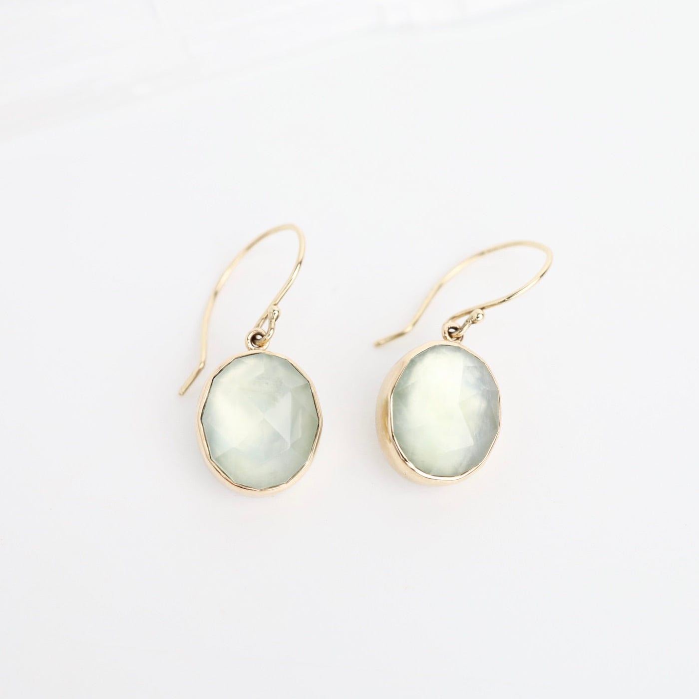 Asymmetrical Silver Hoop and Prehnite Earrings deals - Artisan Sterling Gemstone