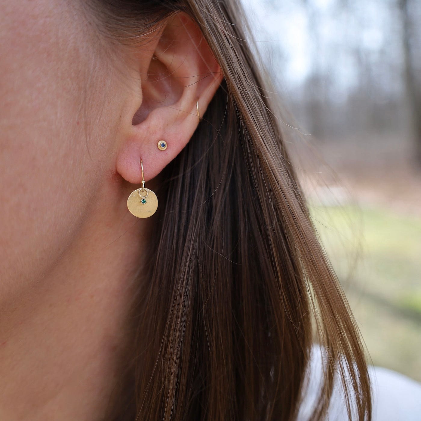 ear-18K 18k Gold Mini Astrid Drop Earrings with Emerald