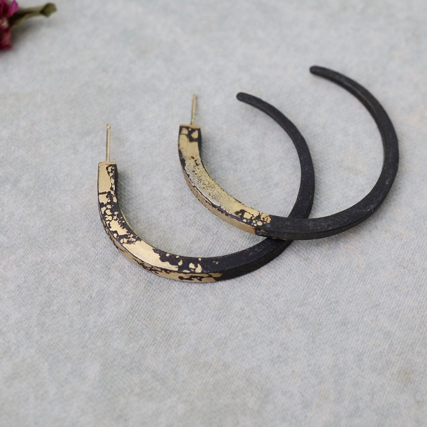EAR-22K Pat Flynn Iron Large Hoops with 22k Yellow Gold Dust