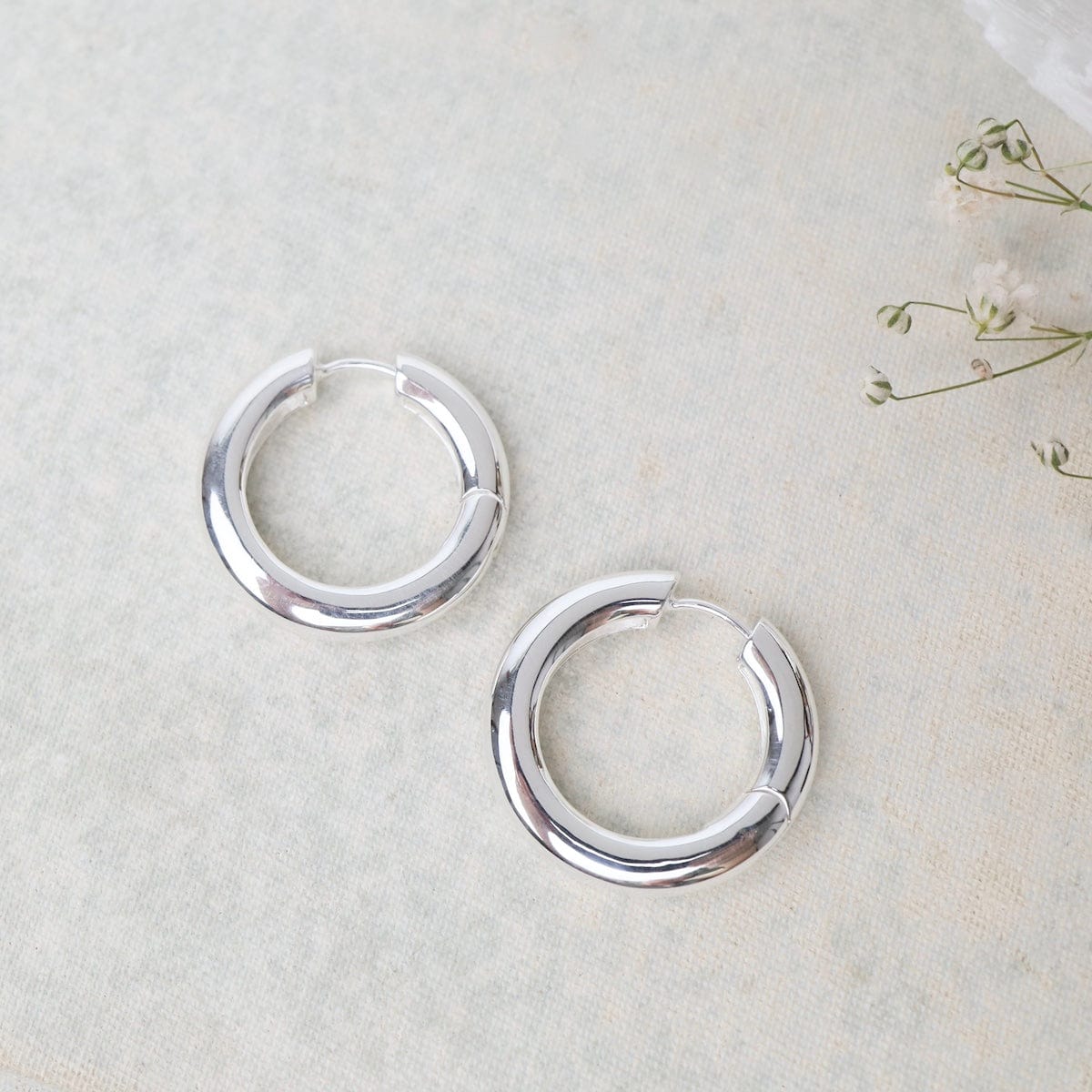 Large Super Chunky Doughnut Click Huggie Hoops Sterling Silver