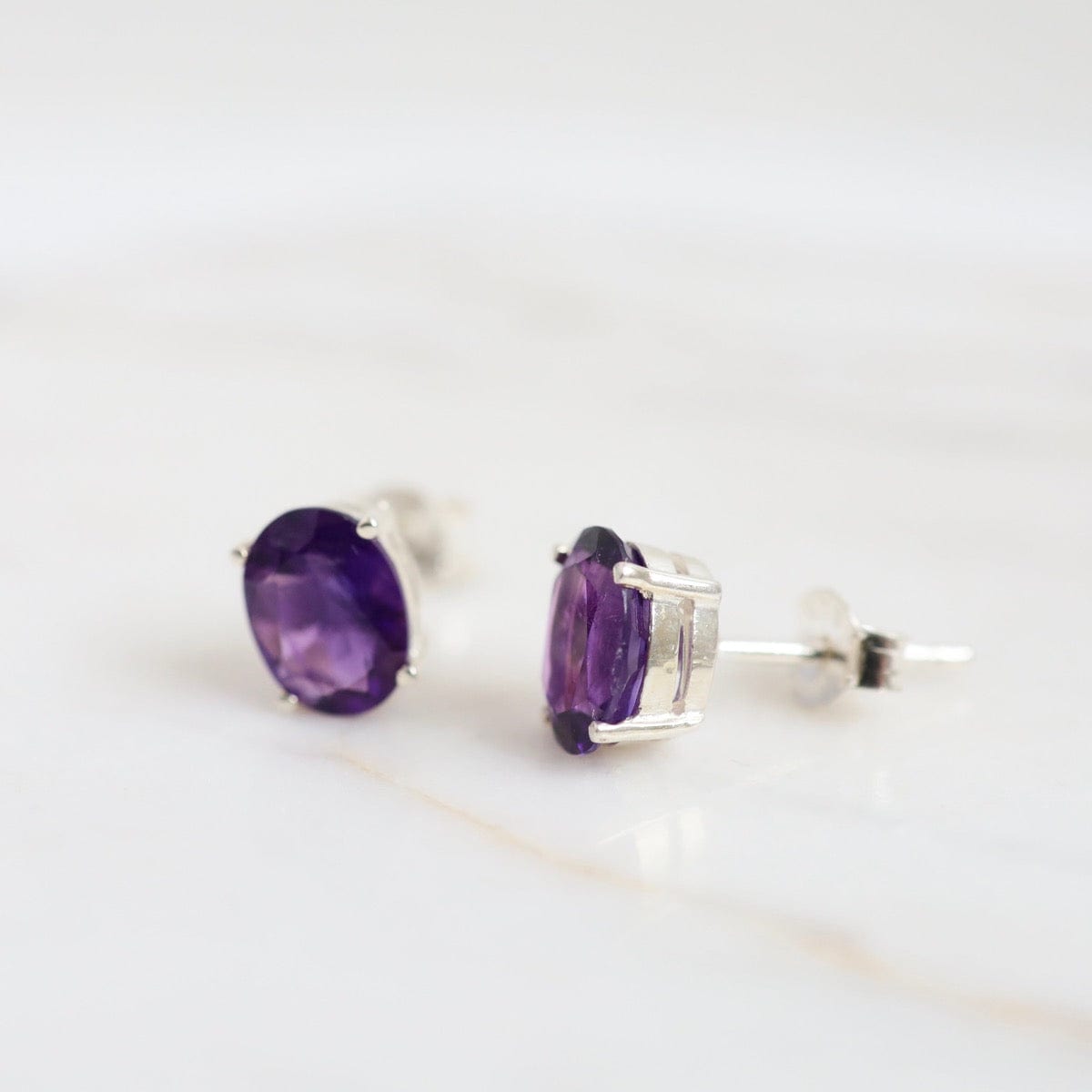 Amethyst Sterling Silver Earring Pendant & sold Pin Set, February Birthstone