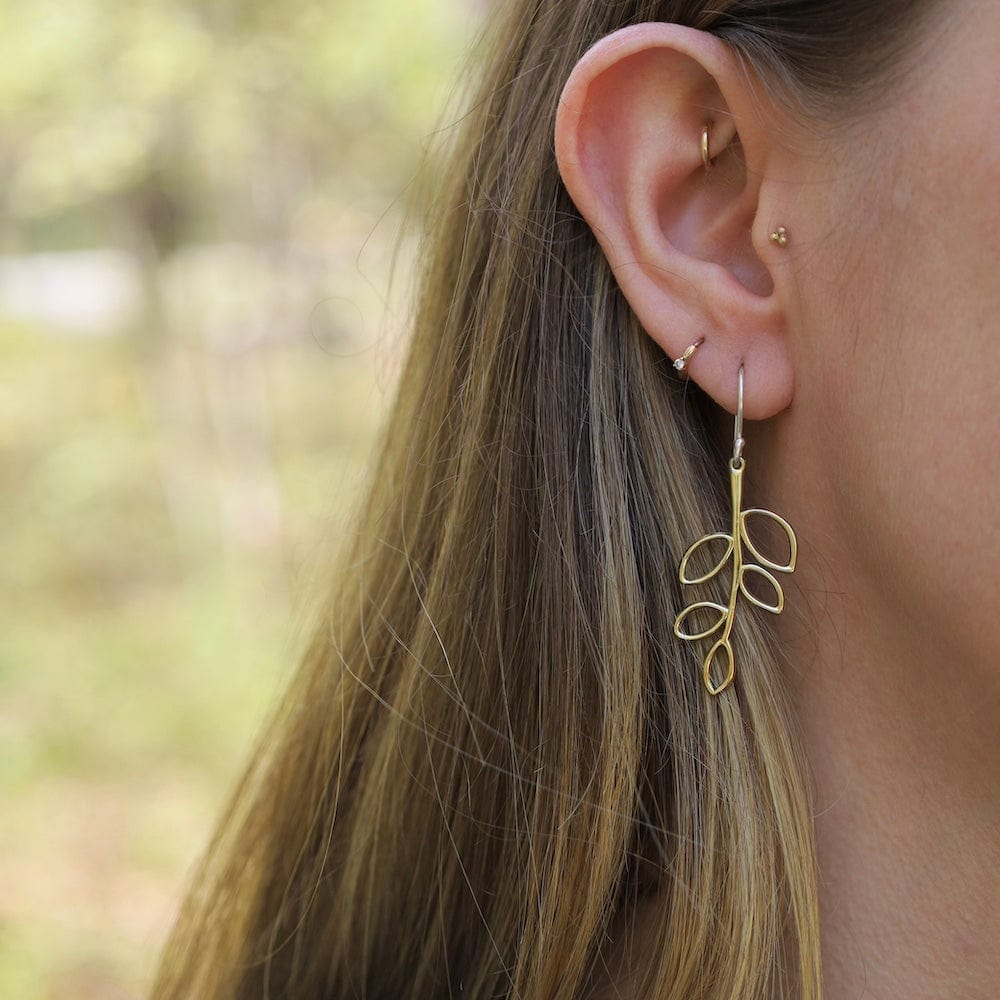 EAR-BRASS Brass Open Leaf Dangle Earrings