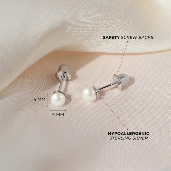 Classic 4mm Freshwater Cultured Pearl Kids Earrings – Dandelion