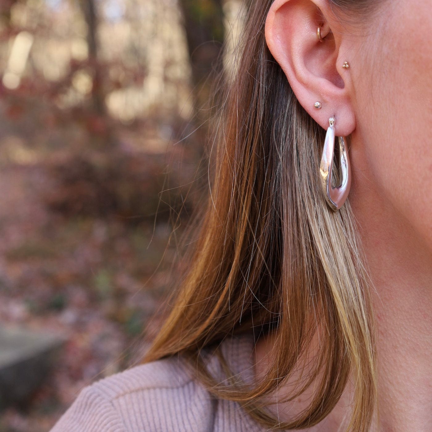 Electroform Oval Hoop Earrings – Dandelion Jewelry Image Sara Lưu image beautiful image beautiful image beautiful - Electroform Oval Hoop Earrings – Dandelion Jewelry