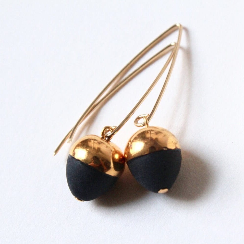 EAR-GF Black Gold Dipped Acorn Earring