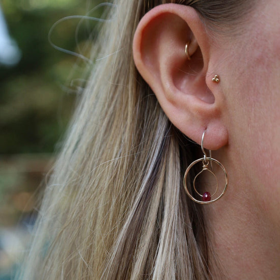 EAR-GF Double Hoop Earrings with Ruby