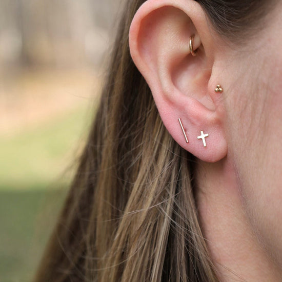 EAR-GF Gold Filled Bar Post Earrings - "Pave Your Own Path
