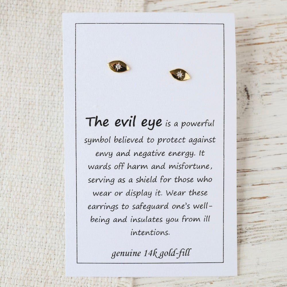 EAR-GF Gold Filled Evil Eye Posts on Card
