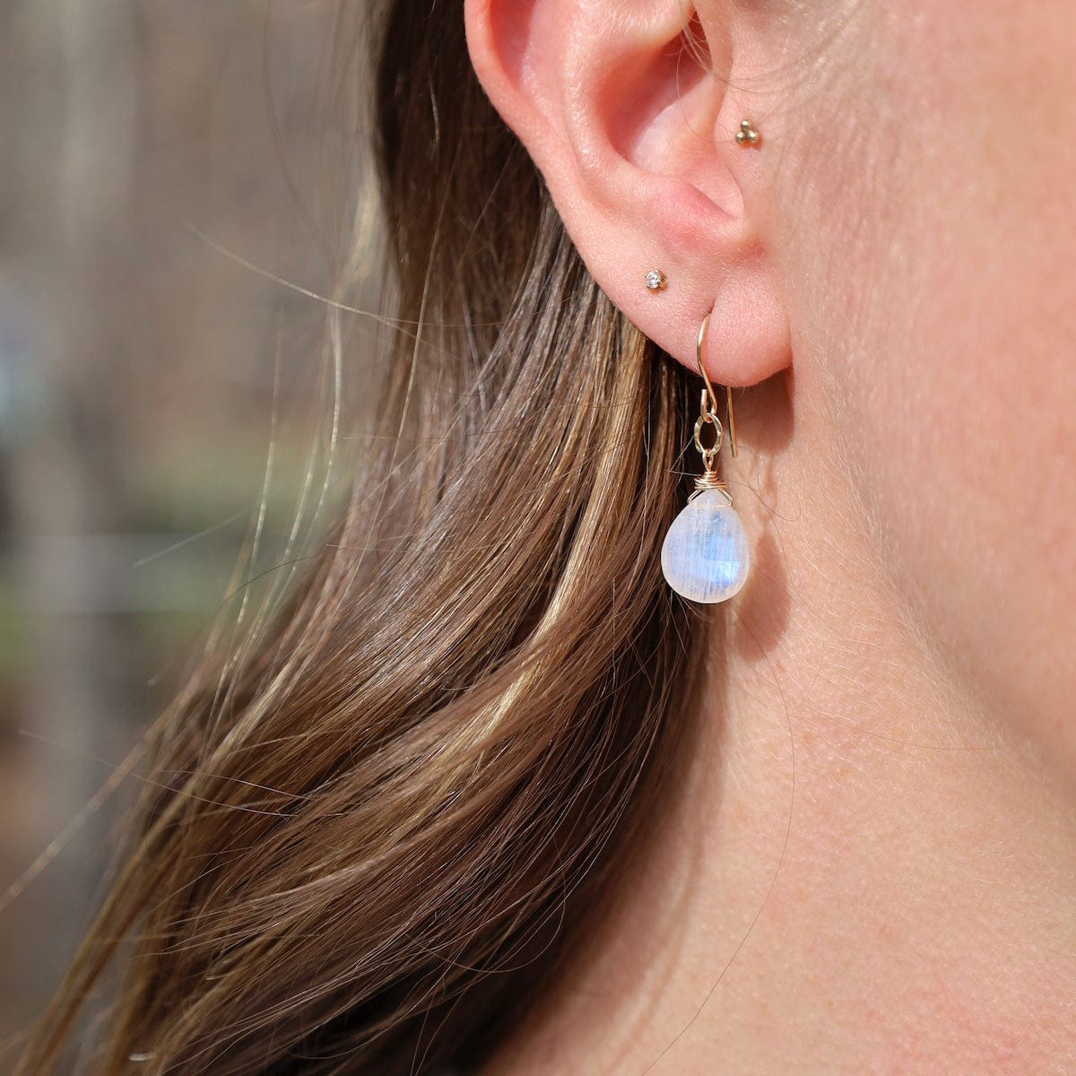 Gold Filled Rainbow Moonstone Drop Earrings – Dandelion Jewelry